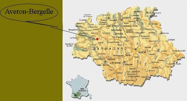 Carte du Gers - Averon-Bergelle